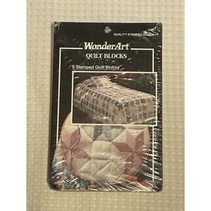 WonderArt NEW - 6 Stamped Quilt Blocks 17x17 STARBURST #1986